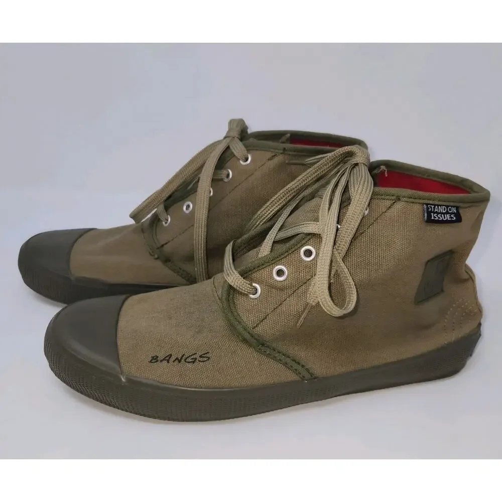 Bangs High-top Canvas Sneakers Khaki Shoes 